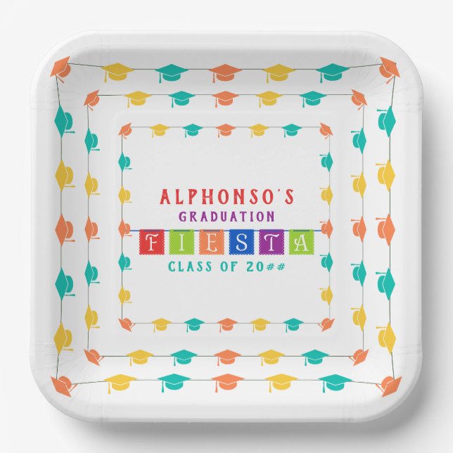 Assiettes En Carton 2024 Colorful Mexican Fiesta Graduation Party (Recto)
