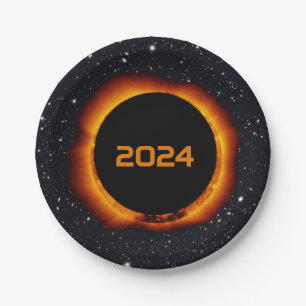 Assiettes En Carton 2024 Éclipse solaire totale Date Ciel étoilé