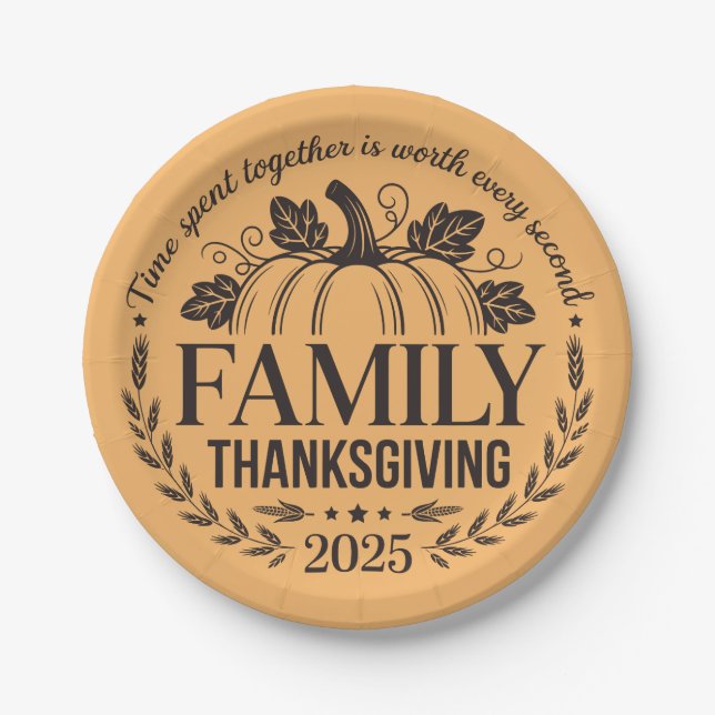 Assiettes En Carton 2025 Thanksgiving Family Keepsake Design (Devant)