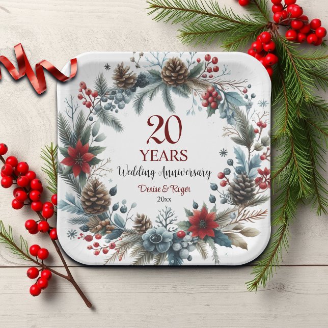 Assiettes En Carton 20e anniversaire de Mariage chinois Elégant hiver (Créateur téléchargé)