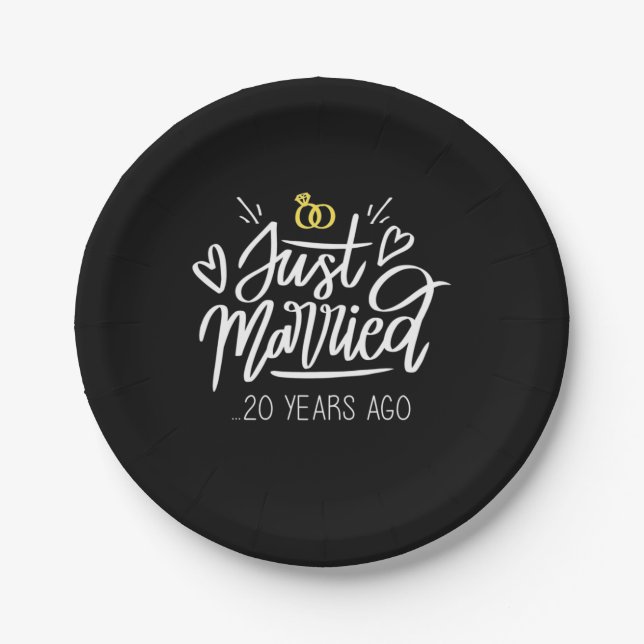 Assiettes En Carton 20e anniversaire du Mariage (Devant)