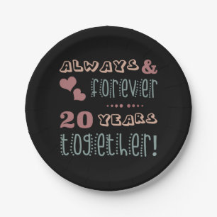 Assiettes En Carton 20ème anniversaire de Mariage mignon
