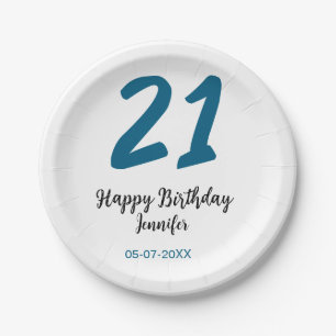 Assiettes En Carton 21 ans audacieux lettre bleue simple minimum