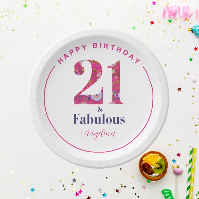 Assiettes En Carton 21 et Fabuleux 21e anniversaire (Créateur téléchargé)