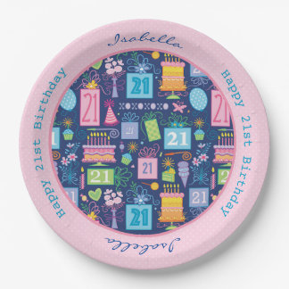 Assiettes En Carton 21e Anniversaire Cake Cupcake Présent Nom personna