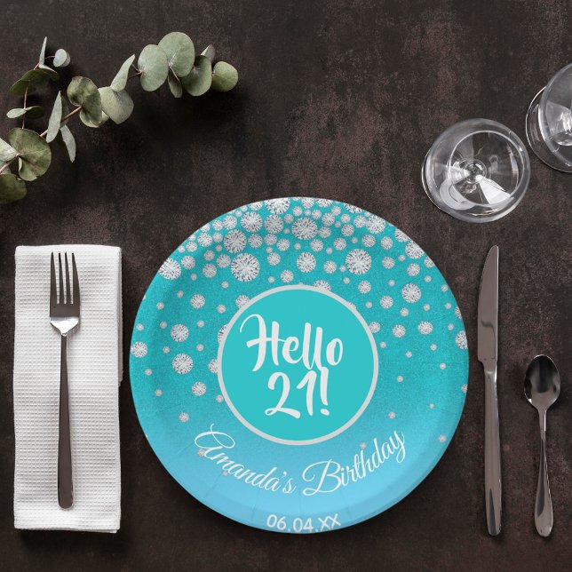 Assiettes En Carton 21e anniversaire diamants de la fête parties scint (Créateur téléchargé)