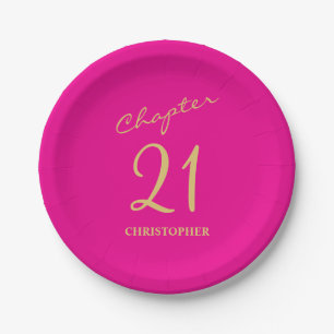 Assiettes En Carton 21e anniversaire Hot Pink Gold Chapitre 21