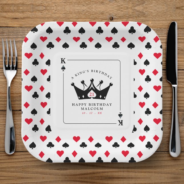 Assiettes En Carton 21e anniversaire King of Spades Casino Motif (21st Birthday King of Spades Casino Pattern Paper Plates
)