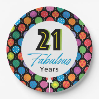Assiettes En Carton 21e ballons d'anniversaire