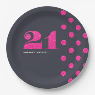 Assiettes En Carton 21e fête d'anniversaire Hot-Pink parties scintilla