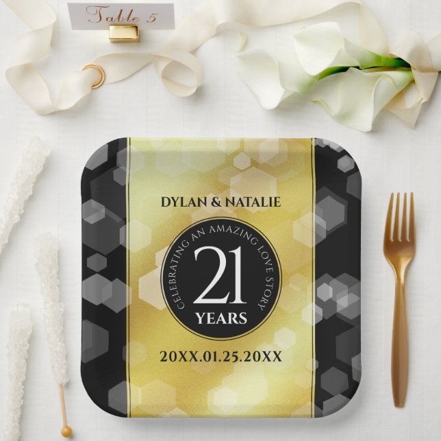 Assiettes En Carton 21ème anniversaire de Mariage en laiton (Mariage)