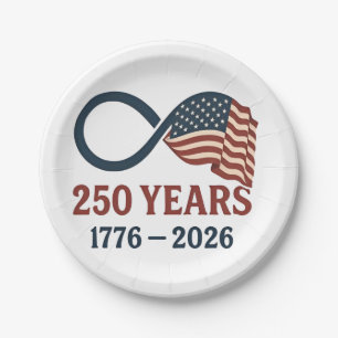 Assiettes En Carton 250 Anniversaire 1776-2026 USA Patriotique