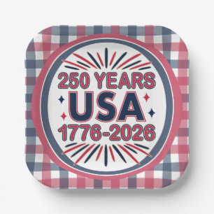 Assiettes En Carton 250 ans USA Semiquinentenaire 1776-2026