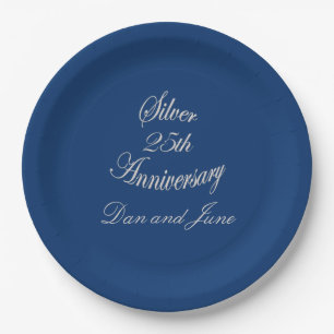 Assiettes En Carton 25e anniversaire d'argent Personnalisé