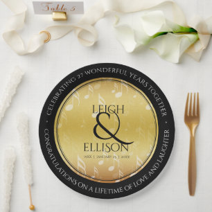 Assiettes En Carton 27e anniversaire du Mariage de musique