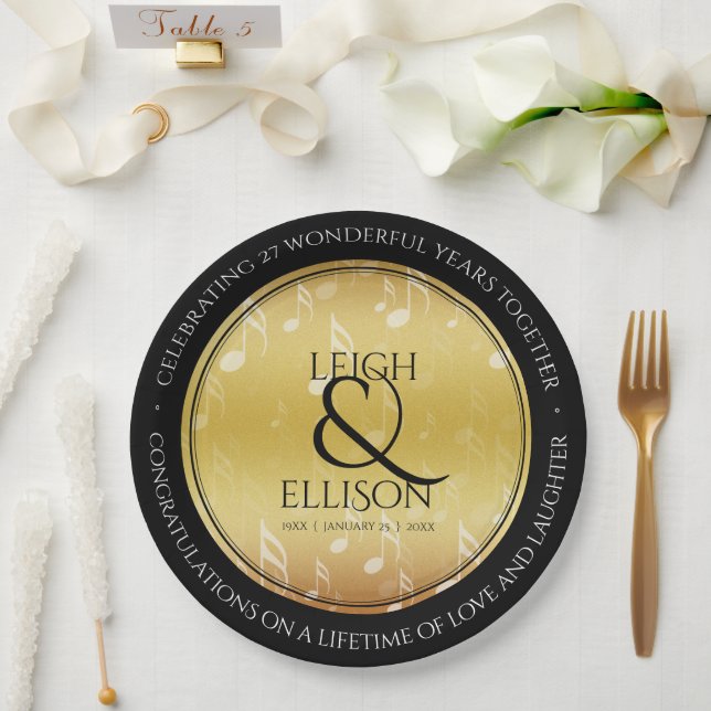 Assiettes En Carton 27e anniversaire du Mariage de musique (Mariage)