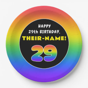 Assiettes En Carton 29e anniversaire : Arc-en-ciel coloré # 29, Nom pe