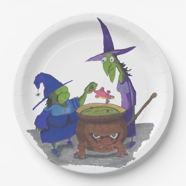Assiettes En Carton 2 brewing up potion à Cauldron Halloween (Devant)