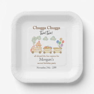 Assiettes En Carton 2e anniversaire aquarelle Brown train Express amus