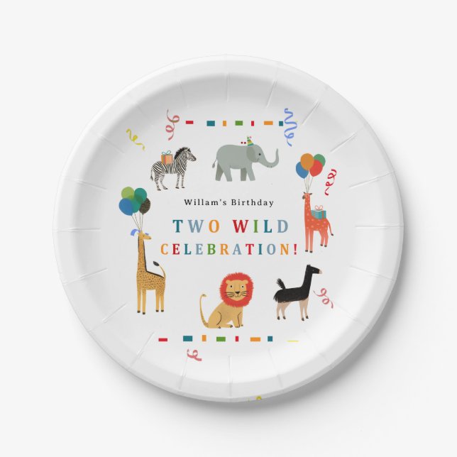 Assiettes En Carton 2e anniversaire sauvage et capricieux (Devant)