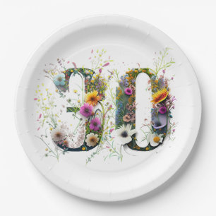 Assiettes En Carton 30 Numéro d'anniversaire Fleurs sauvages