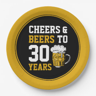 Assiettes En Carton 30e anniversaire Cheers & Bières à 30 ans