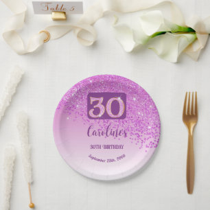 Assiettes En Carton 30e anniversaire Chic Falling Parties scintillant