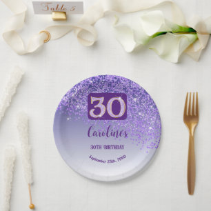 Assiettes En Carton 30e anniversaire Chic Falling Purple Parties scint