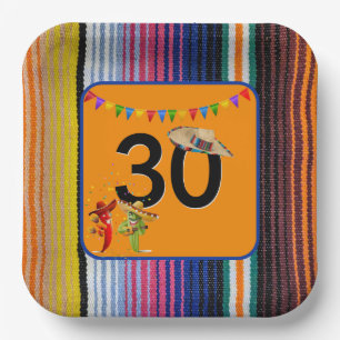 Assiettes En Carton 30e anniversaire fête Design mexicain