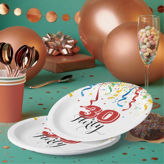 Assiettes En Carton 30e anniversaire moderne 30 et FLIRTY Festive (Multi)