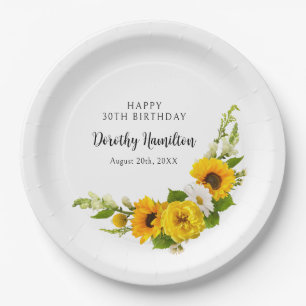 Assiettes En Carton 30e fête d'anniversaire Sunflower Daisy Custom