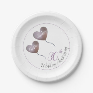 Assiettes En Carton 30e ou tout rose Mariage Pearl Anniversaire