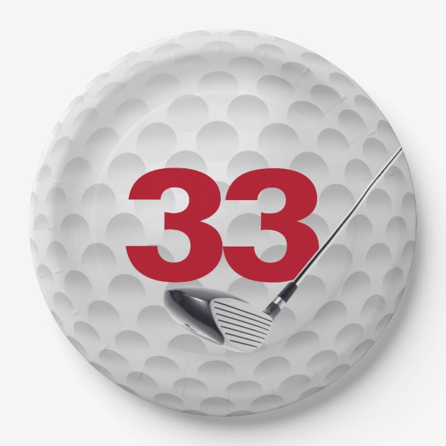 Assiettes En Carton 33e anniversaire Golf Ball Design (Devant)