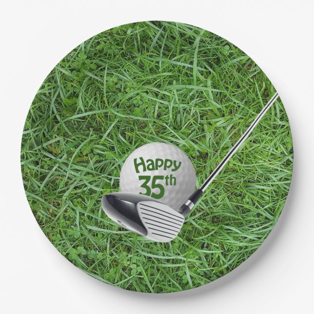 Assiettes En Carton 35e anniversaire Golf Ball and Club Papier Plate (Devant)