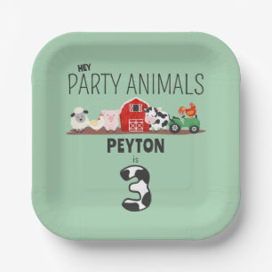 Assiettes En Carton 3e anniversaire Fête Animaux Ferme Anniversaire En