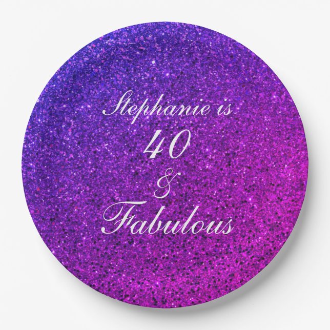 Assiettes En Carton 40 Et Fabulous Anniversaire Pink Purple Parties sc (Devant)