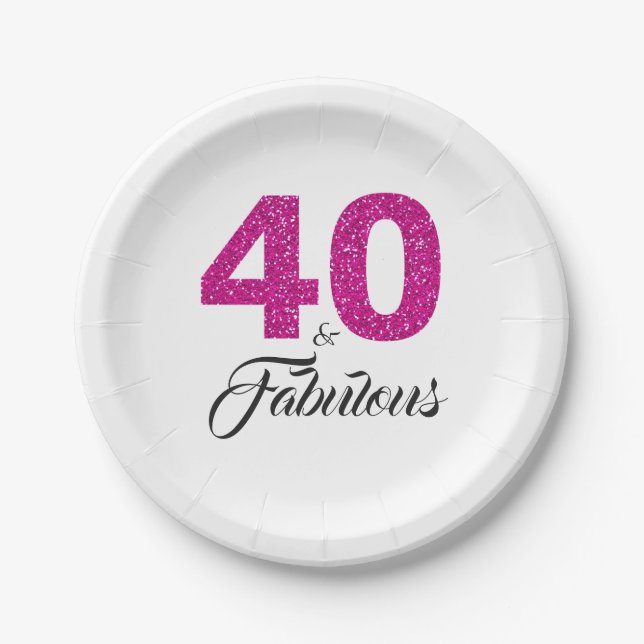 Assiettes En Carton 40 et quarantième fête d'anniversaire de parties (Devant)