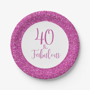 Assiettes En Carton 40 & Fabuleux Anniversaire Parties scintillant ros