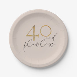Assiettes En Carton 40 & Flawless Blush Pink & Gold 40e anniversaire