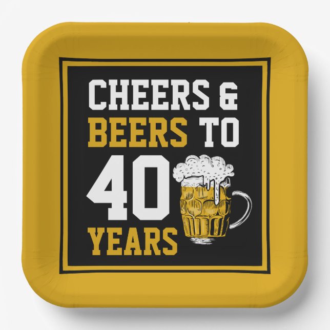 Assiettes En Carton 40e anniversaire Cheers & Bières à 40 ans (Recto)