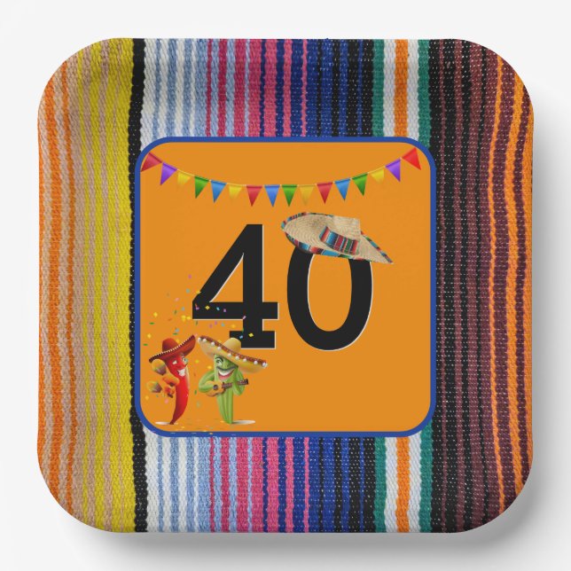 Assiettes En Carton 40e anniversaire Conception mexicaine (Recto)