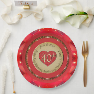 Assiettes En Carton 40e anniversaire de Ruby