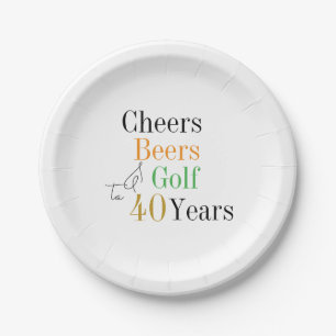 Assiettes En Carton 40e Anniversaire Golf Cheers Bières Mini Fête