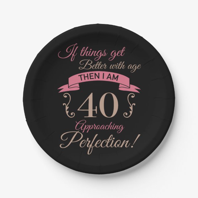 Assiettes En Carton 40e anniversaire mieux avec l'âge (Devant)