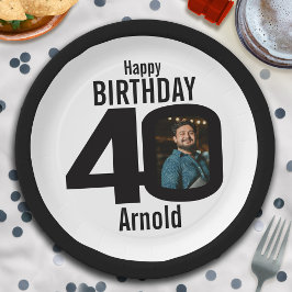 Assiettes En Carton 40e anniversaire photo noir et blanc