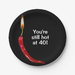 Assiettes En Carton 40e Anniversaire Rouge Poivre Chaud Plaque en papi