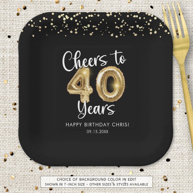 Assiettes En Carton 40e anniversaire Soeurs à 40 ans Black Gold (Créateur téléchargé)