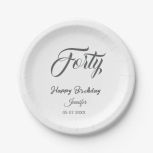 Assiettes En Carton 40ème lettre quarantième anniversaire ajouter nom