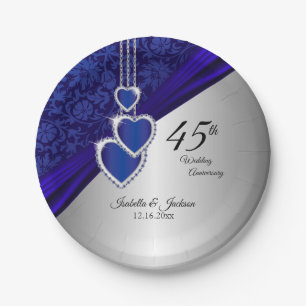 Assiettes En Carton 45e / 65e anniversaire du Mariage Sapphire