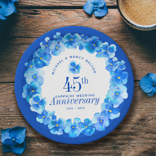 Assiettes En Carton 45e anniversaire mariage saphir bleu pansy
